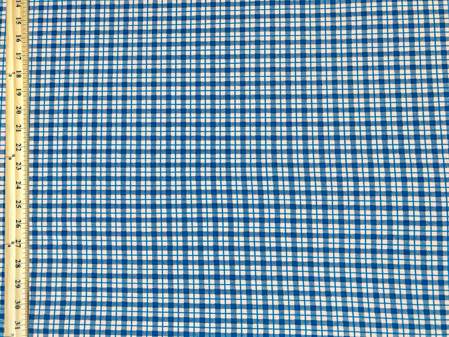 Premium Cotton Spandex Jersey Knit Fabric – Azure Windowpane Plaid – 4 Way Stretch, 58” Wide – By the Yard (8CSPXPR02)