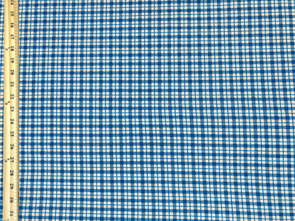 Premium Cotton Spandex Jersey Knit Fabric – Azure Windowpane Plaid – 4 Way Stretch, 58” Wide – By the Yard (8CSPXPR02)