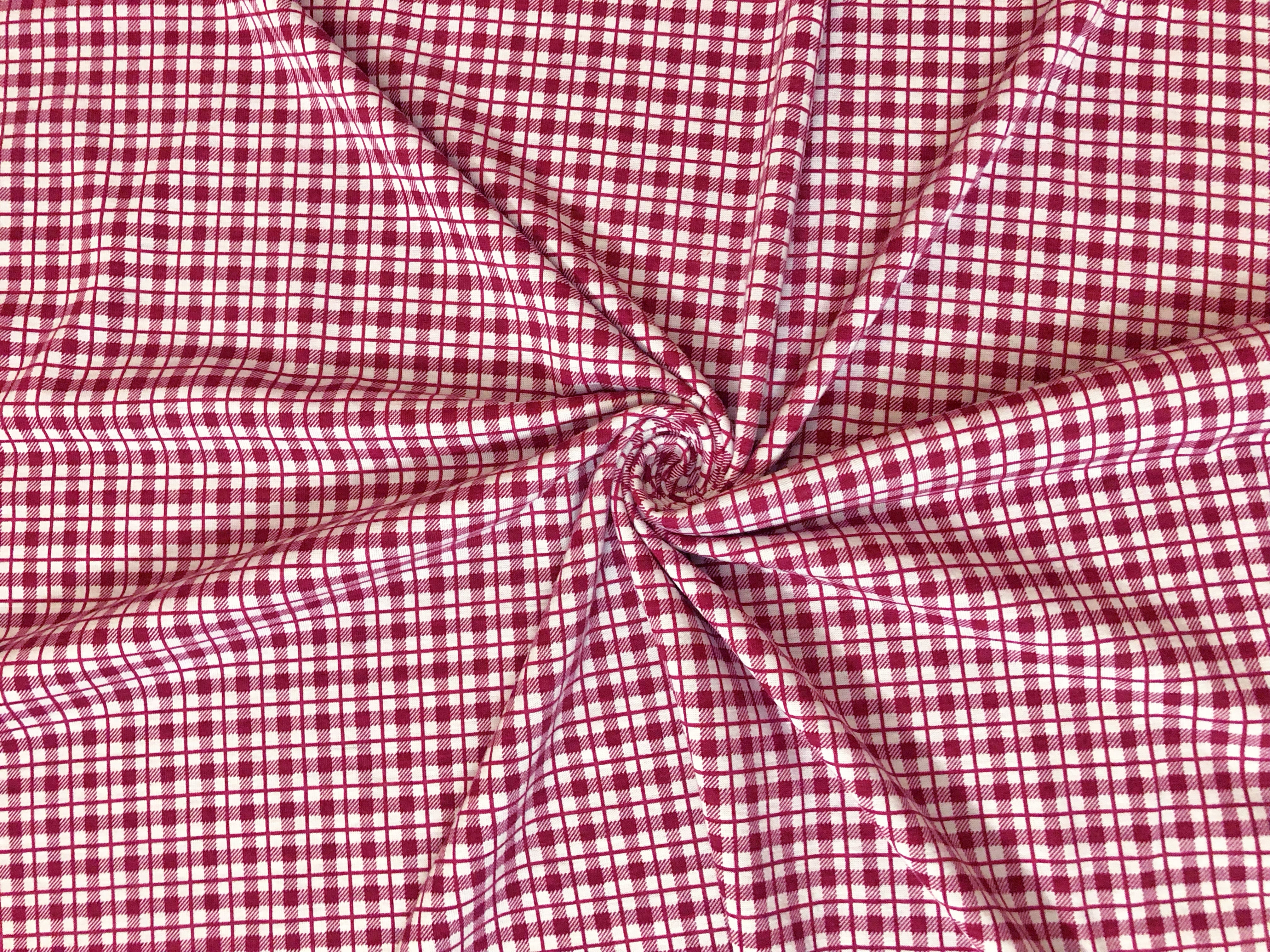 Windowpane Red Plaid Premium Cotton Spandex Jersey Knit Fabric – Red Windowpane Plaid – 4 W ...