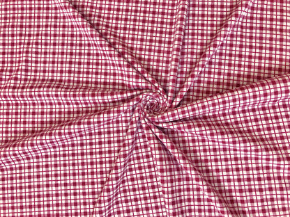 Premium Cotton Spandex Jersey Knit Fabric – Red Windowpane Plaid – 4 Way Stretch, 58” Wide – By the Yard (8CSPXPR03)