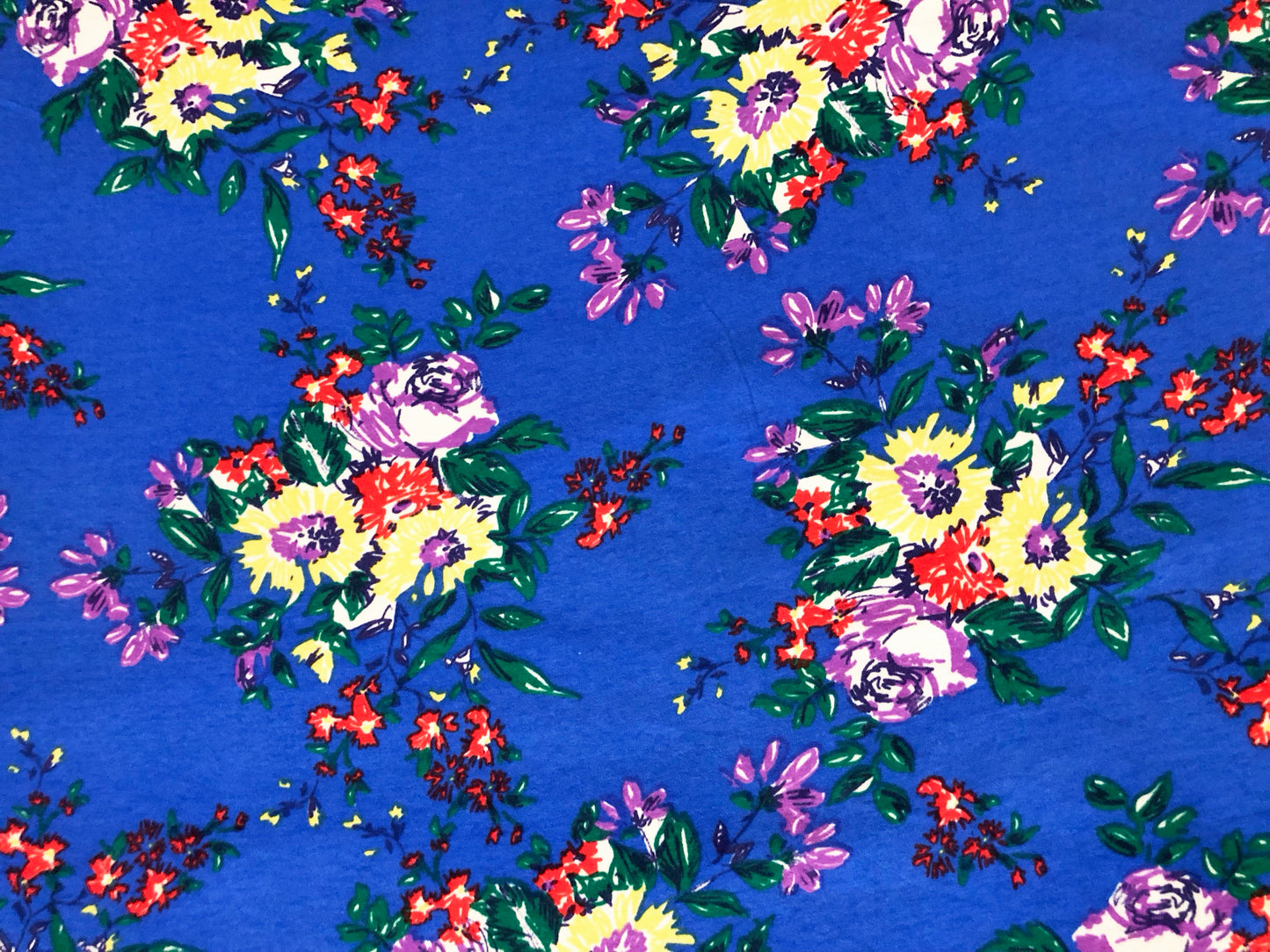 Premium Cotton Spandex Jersey Knit Fabric – Royal Garden Bouquet Floral, 4 Way Stretch, 58” Wide– By the Yard (8CSPXPR01)