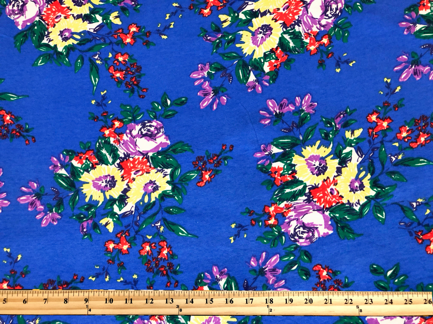 Premium Cotton Spandex Jersey Knit Fabric – Royal Garden Bouquet Floral, 4 Way Stretch, 58” Wide– By the Yard (8CSPXPR01)