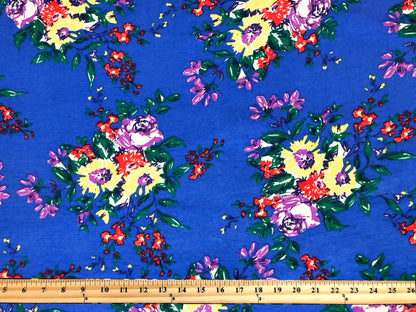 Premium Cotton Spandex Jersey Knit Fabric – Royal Garden Bouquet Floral, 4 Way Stretch, 58” Wide– By the Yard (8CSPXPR01)