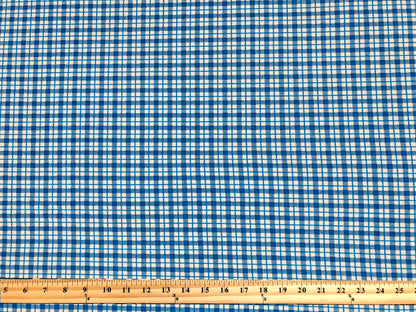 Premium Cotton Spandex Jersey Knit Fabric – Azure Windowpane Plaid – 4 Way Stretch, 58” Wide – By the Yard (8CSPXPR02)
