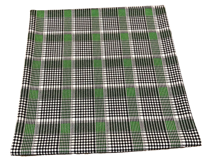Techno Crepe Knit Fabric – Green & Black Micro Tartan Plaid | 4-Way Stretch,240 GSM, 58" Wide, Double Knit – By the Yard (TCPR0118)