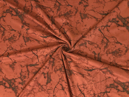 DTY Brushed Knit – Thunderlight Marble (Camel Brown & Black) – Ultra-Soft Peach-Skin 4-Way Stretch, 56" Wide, 180 GSM – Sold by the Yard (DTYPR518)