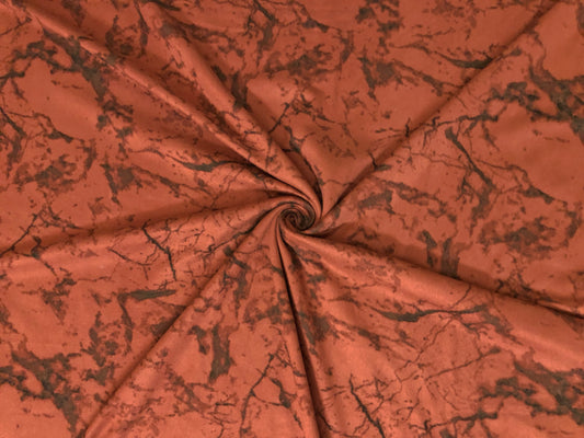 DTY Brushed Knit – Thunderlight Marble (Camel Brown & Black) – Ultra-Soft Peach-Skin 4-Way Stretch, 56" Wide, 180 GSM – Sold by the Yard (DTYPR518)