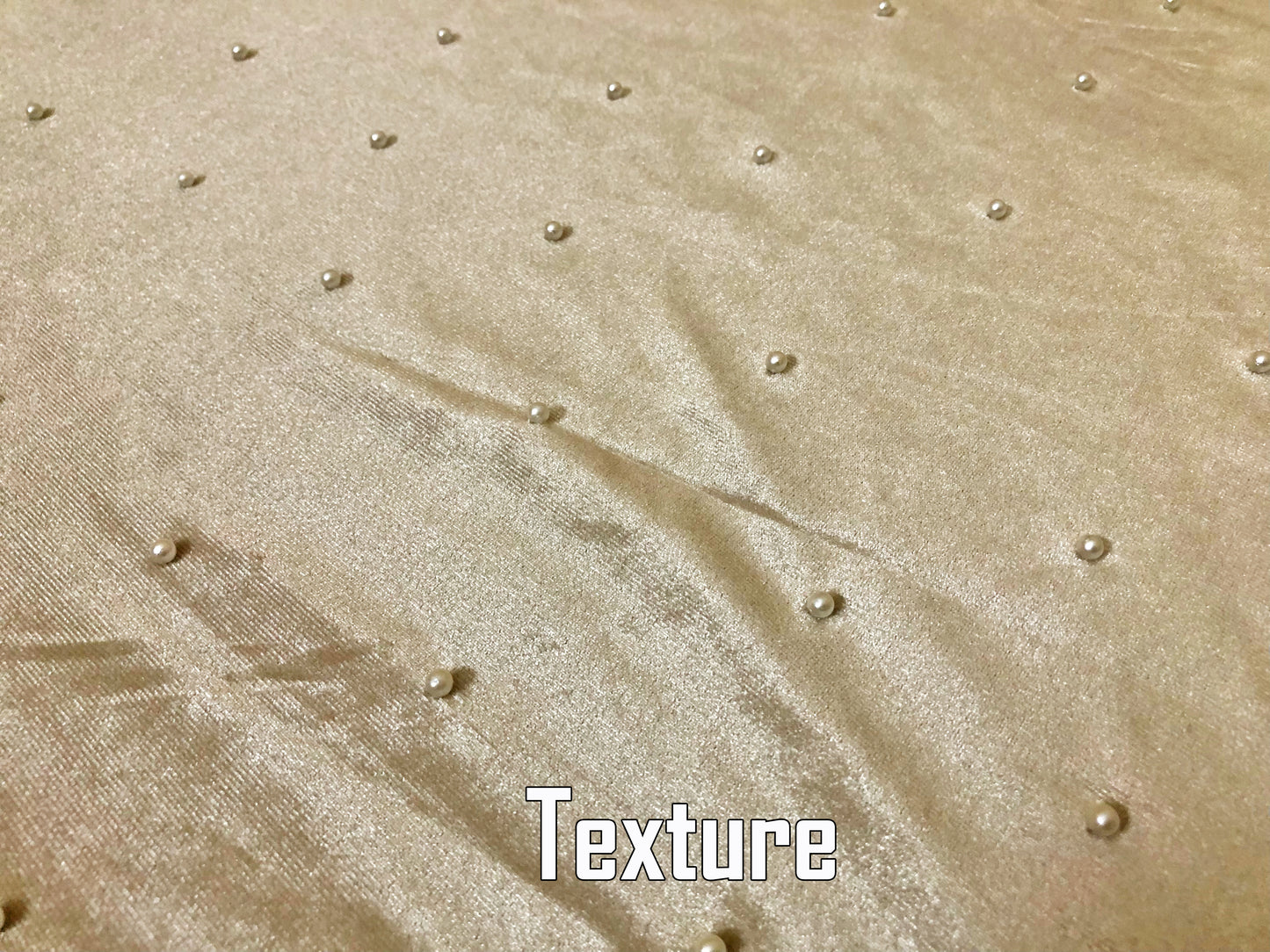 Premium Champagne Studded Velvet Fabric – Pearl Dots, Plush Drape, 2-Way Stretch, 58" Wide | Sold by the Yard (VPLC02)