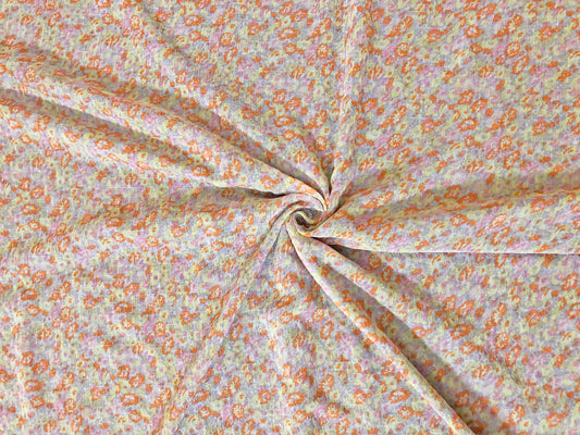 Chelsea Chiffon Printed Fabric| Pink Yellow Orange Flowers|CHCFPR03|Sold by the Yard