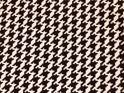 Techno Crepe Printed Fabric-Chocolate Brown White Houndstooth-TCRP081-Sold by the Yard