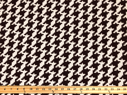 Techno Crepe Printed Fabric-Chocolate Brown White Houndstooth-TCRP081-Sold by the Yard