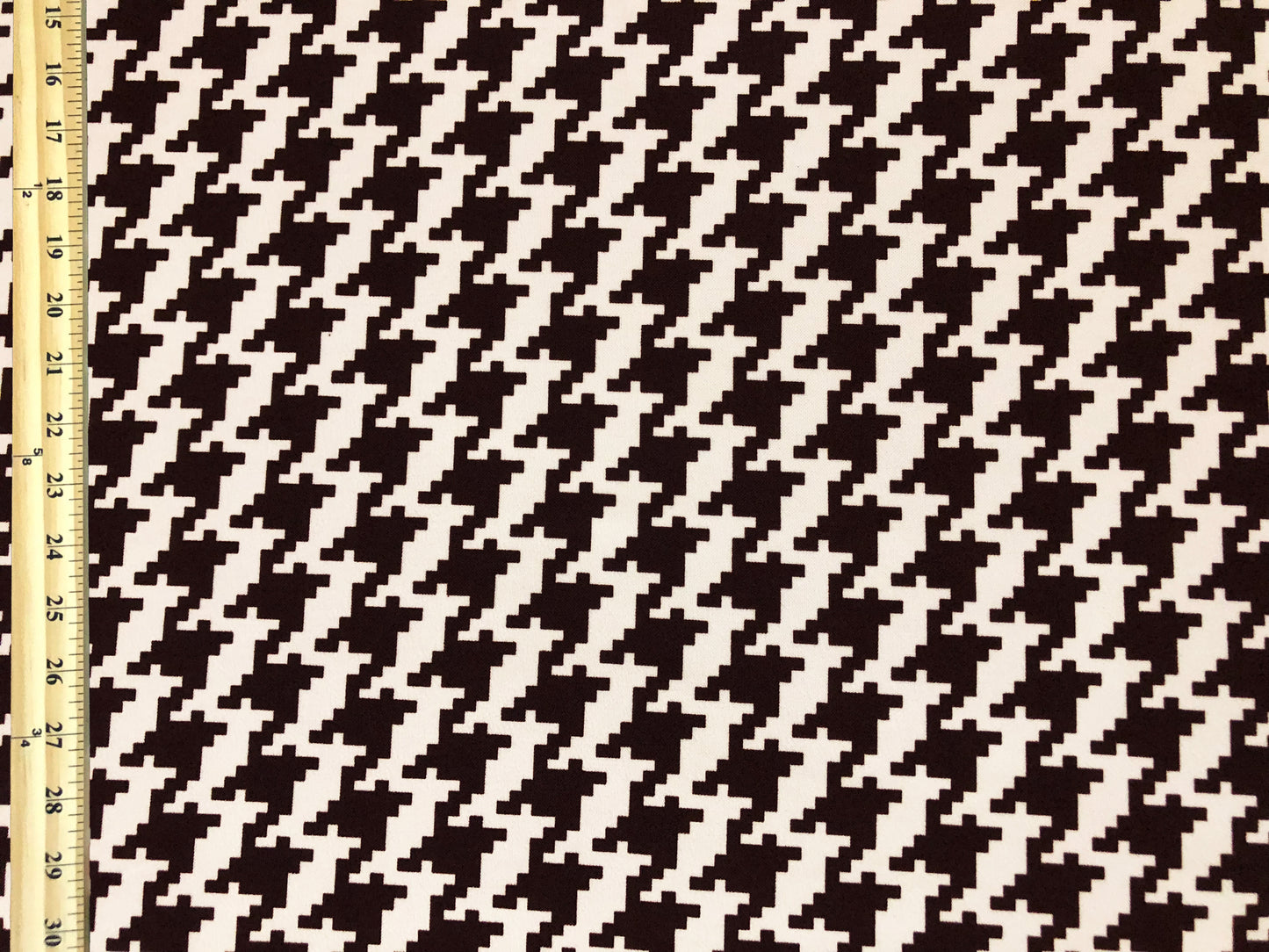 Techno Crepe Printed Fabric-Chocolate Brown White Houndstooth-TCRP081-Sold by the Yard