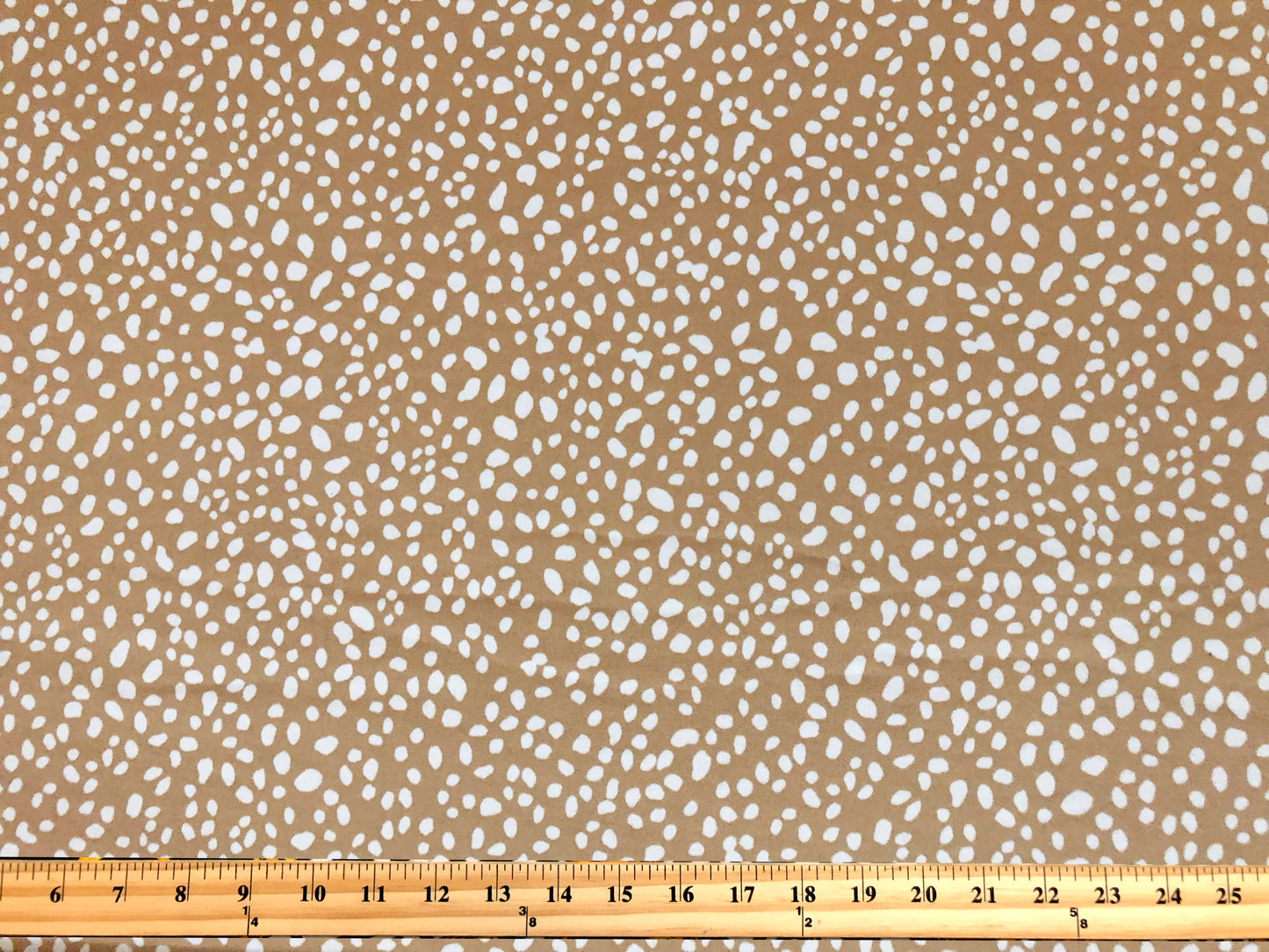 DTY Brushed Knit Fabric – Camel & White Pebble Speckle – Buttery Soft 4 Way Stretch, 58" Wide – By the Yard (DTYBPR542)