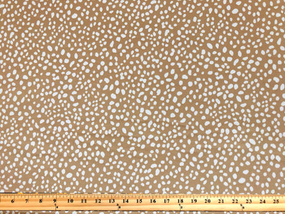 DTY Brushed Knit Fabric – Camel & White Pebble Speckle – Buttery Soft 4 Way Stretch, 58" Wide – By the Yard (DTYBPR542)