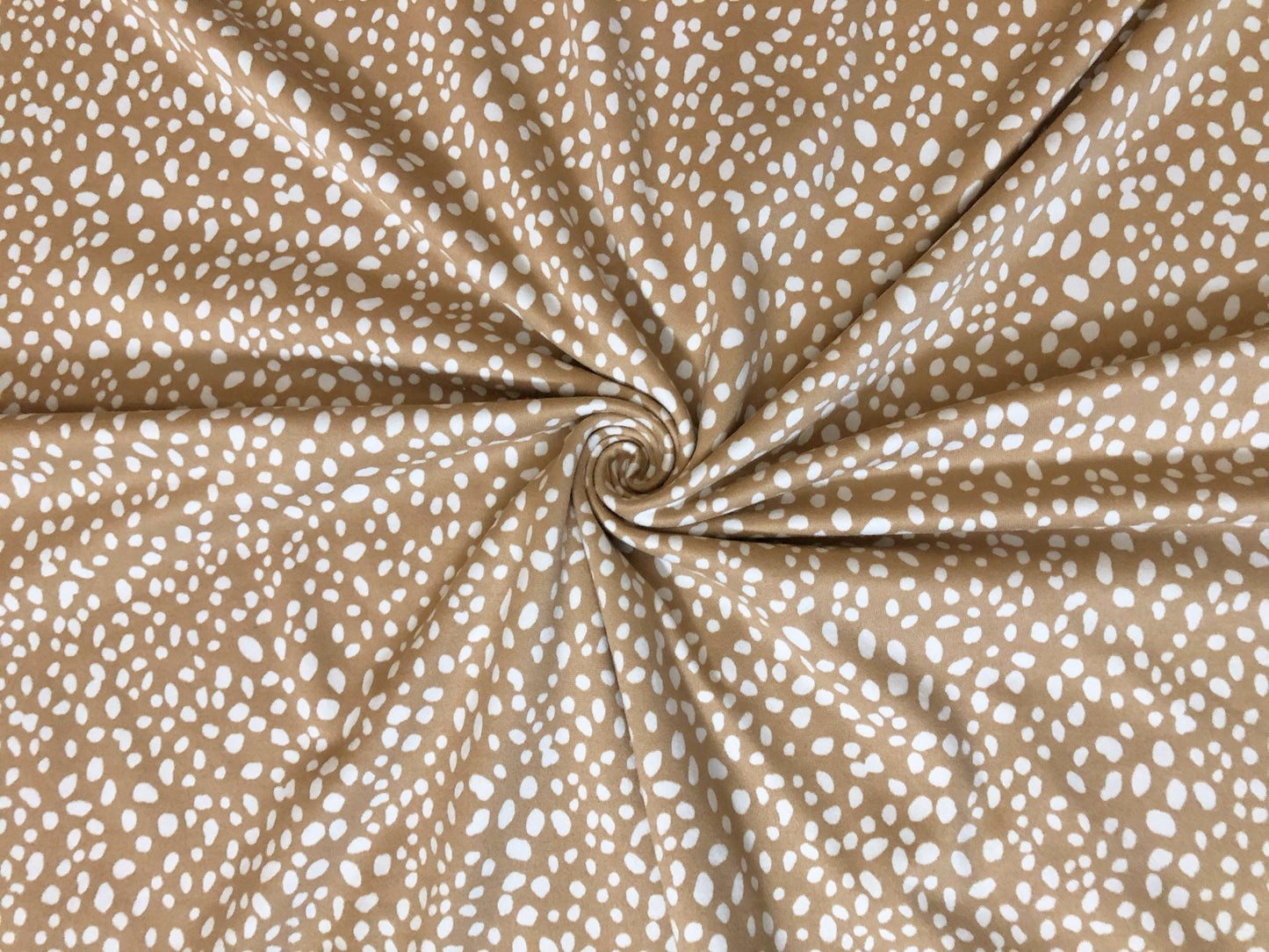 DTY Brushed Knit Fabric – Camel & White Pebble Speckle – Buttery Soft 4 Way Stretch, 58" Wide – By the Yard (DTYBPR542)