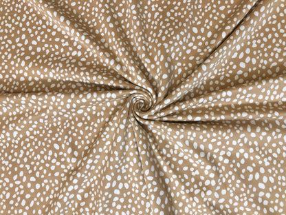 DTY Brushed Knit Fabric – Camel & White Pebble Speckle – Buttery Soft 4 Way Stretch, 58" Wide – By the Yard (DTYBPR542)