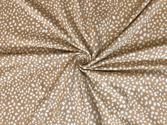 DTY Brushed Knit Fabric – Camel & White Pebble Speckle – Buttery Soft 4 Way Stretch, 58" Wide – By the Yard (DTYBPR542)