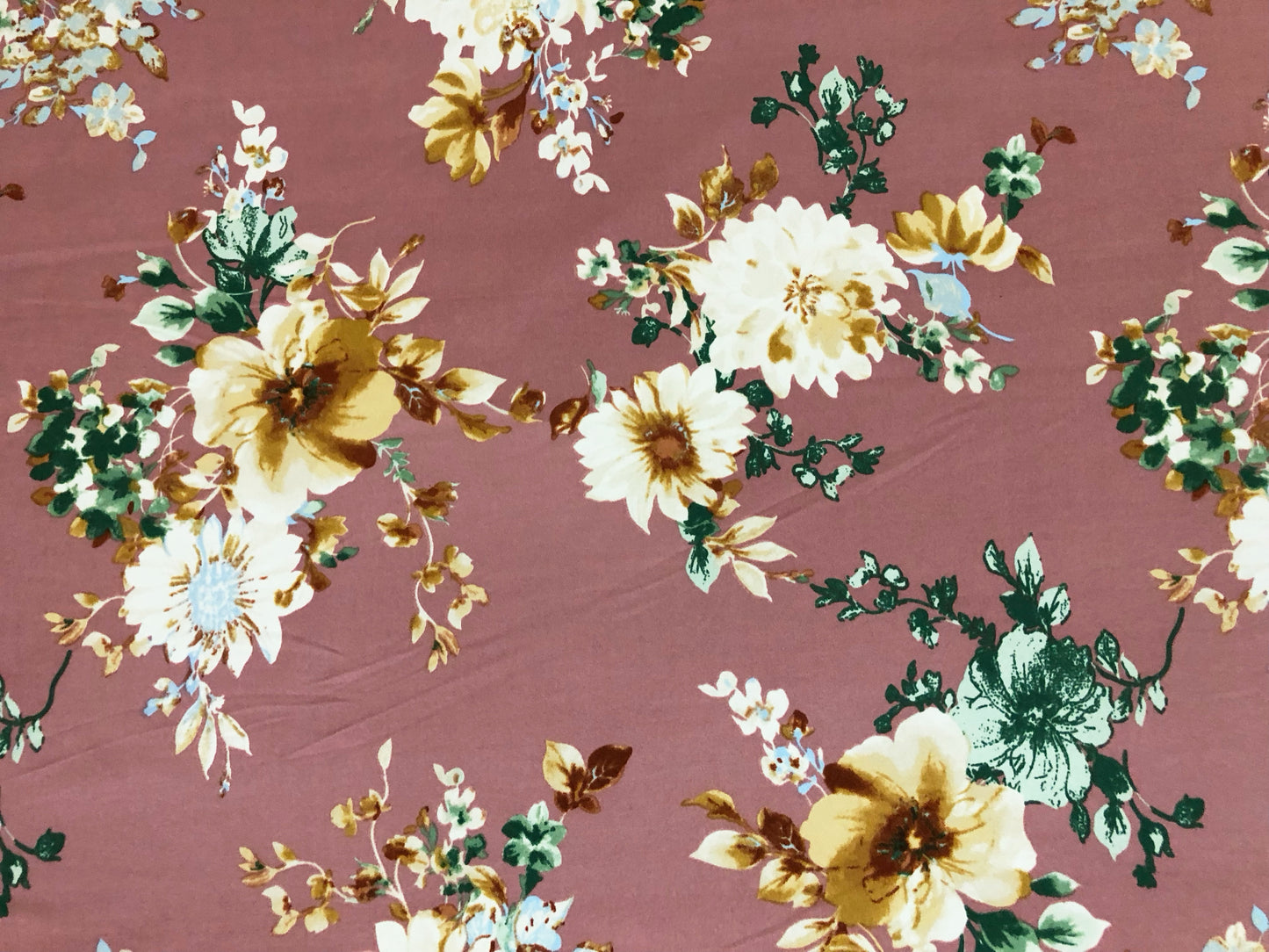 DTY Brushed Knit Fabric – Mauve Vintage Garden Bouquet – Buttery Soft 4 Way Stretch, 58" Wide – By the Yard (DTYBPR546)