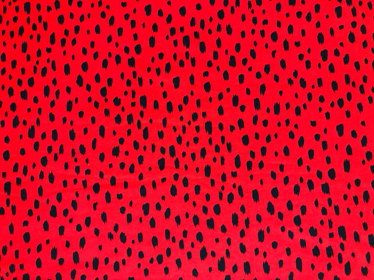 DTY Brushed Knit Fabric – Red & Black Wild Speckle Leopard – Buttery Soft 4 Way Stretch, 58" Wide – By the Yard (DTYBPR543)