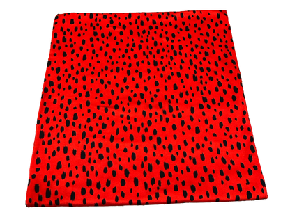 DTY Brushed Knit Fabric – Red & Black Wild Speckle Leopard – Buttery Soft 4 Way Stretch, 58" Wide – By the Yard (DTYBPR543)