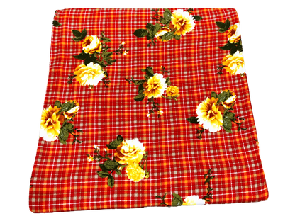 DTY Brushed Knit Fabric – Red Orange Harvest Rose Plaid – Buttery Soft 4 Way Stretch, 58" Wide – By the Yard (DTYBPR549)