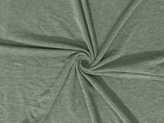 Premium French Terry Knit Fabric — Heathered Olive Solid — Soft Loopback, 2-Way Stretch, 58" Wide, 210 GSM — Sold by the Yard (210FTSC08)