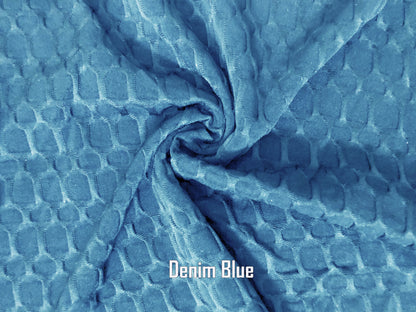 Poly Spandex Honeycomb Textured Fabric-Denim Blue Solid Color-HCS002-Sold by the Bulk