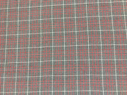 Poly/Cotton Gabardine – Charcoal Glen Plaid Windowpane – No Stretch, 180 GSM, 58" Wide – By the Yard (GBPCPR01)