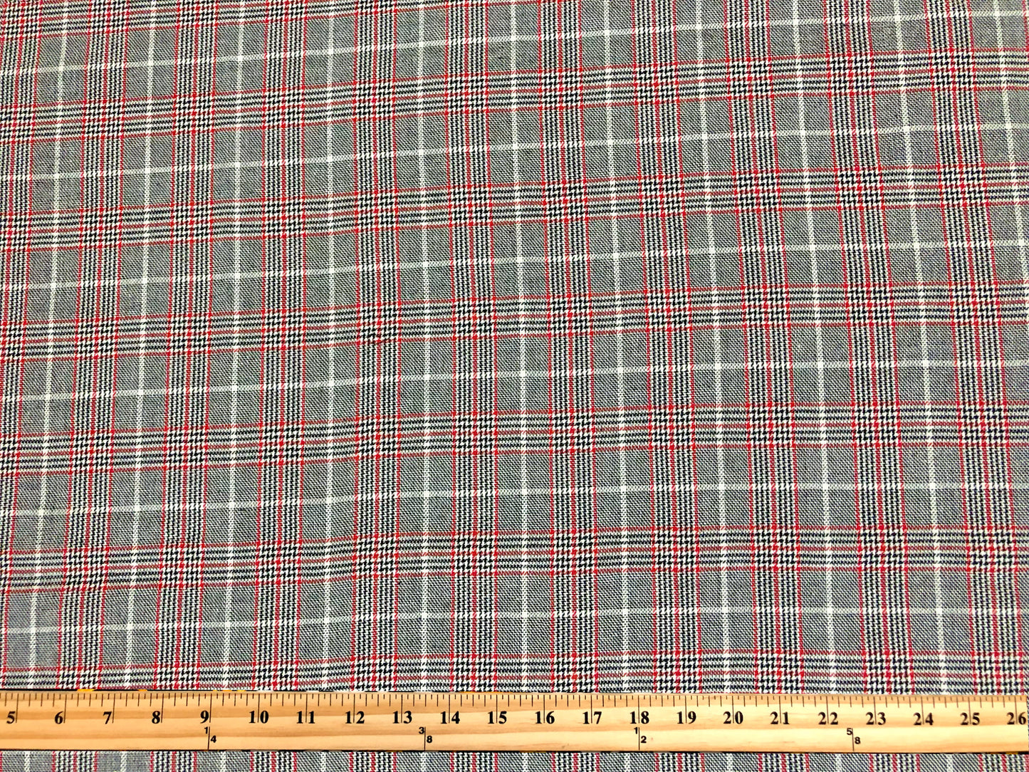 Poly/Cotton Gabardine – Charcoal Glen Plaid Windowpane – No Stretch, 180 GSM, 58" Wide – By the Yard (GBPCPR01)
