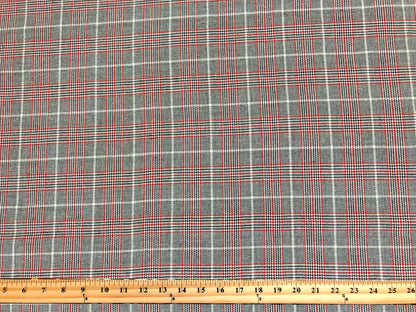 Poly/Cotton Gabardine – Charcoal Glen Plaid Windowpane – No Stretch, 180 GSM, 58" Wide – By the Yard (GBPCPR01)