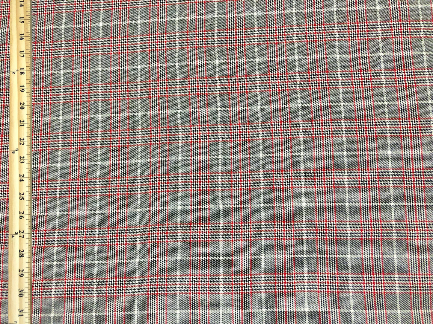 Poly/Cotton Gabardine – Charcoal Glen Plaid Windowpane – No Stretch, 180 GSM, 58" Wide – By the Yard (GBPCPR01)
