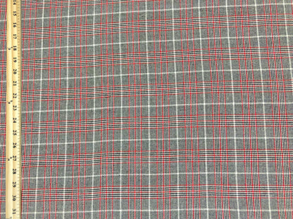Poly/Cotton Gabardine – Charcoal Glen Plaid Windowpane – No Stretch, 180 GSM, 58" Wide – By the Yard (GBPCPR01)