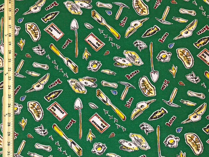 100% Cotton Print Fabric| Green White Bones |CTJPR03 |Jersey Fabric| Sold by the Yard
