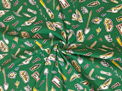 100% Cotton Print Fabric| Green White Bones |CTJPR03 |Jersey Fabric| Sold by the Yard