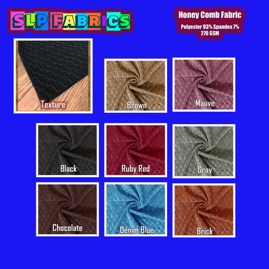 Poly Spandex Honeycomb Textured Fabric-Solid Colors Collection-Samples Swatches (10"X10")