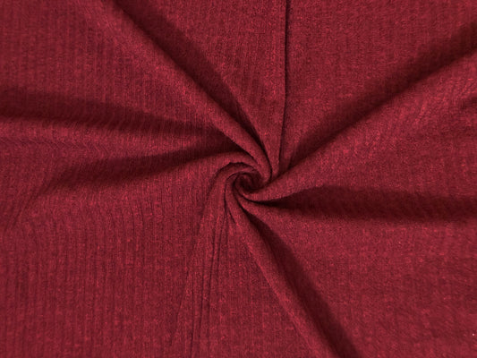 Premium Hacci Rib Knit – Burgundy Solid Color – 4x4 Sweater Rib-Poly/Rayon/Spandex- 220 GSM, 58" Wide – By the Yard (HRKSC07)