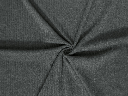 Premium Hacci Rib Knit – Charcoal Solid Color – 4x4 Sweater Rib-Poly/Rayon/Spandex- 220 GSM, 58" Wide – By the Yard (HRKSC02)