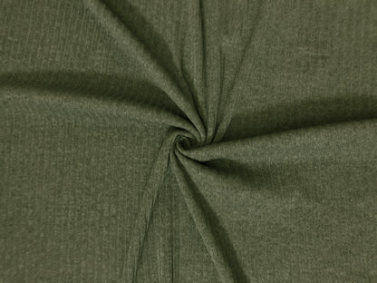 Premium Hacci Rib Knit – Olive Solid Color – 4x4 Sweater Rib-Poly/Rayon/Spandex- 220 GSM, 58" Wide – By the Yard (HRKSC05)