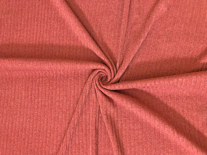 Premium Hacci Rib Knit – Rust Solid Color – 4x4 Sweater Rib-Poly/Rayon/Spandex- 220 GSM, 58" Wide – By the Yard (HRKSC06)