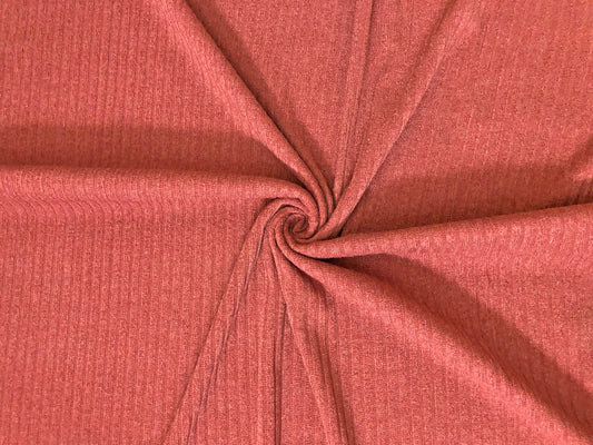 Premium Hacci Rib Knit – Rust Solid Color – 4x4 Sweater Rib-Poly/Rayon/Spandex- 220 GSM, 58" Wide – By the Yard (HRKSC06)