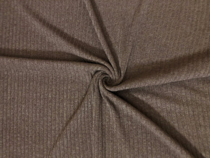 Premium Hacci Rib Knit – Brown Solid Color – 4x4 Sweater Rib-Poly/Rayon/Spandex- 220 GSM, 58" Wide – By the Yard (HRKSC04)