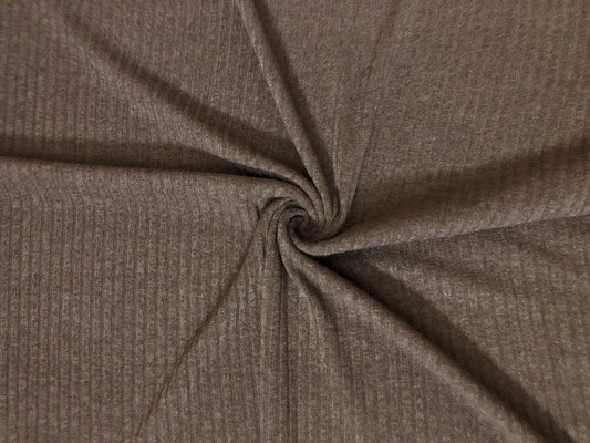 Premium Hacci Rib Knit – Brown Solid Color – 4x4 Sweater Rib-Poly/Rayon/Spandex- 220 GSM, 58" Wide – By the Yard (HRKSC04)