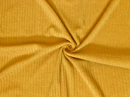 Premium Hacci Rib Knit – Mustard Solid Color – 4x4 Sweater Rib-Poly/Rayon/Spandex- 220 GSM, 58" Wide – By the Yard (HRKSC03)