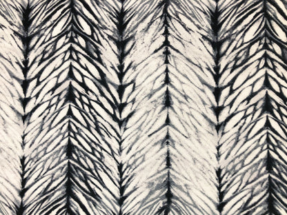 Ivory Black Gray Tie Dye Stripes Liverpool Print Fabric