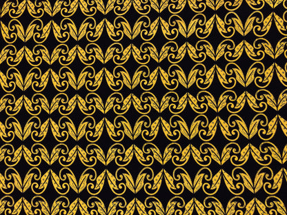 Black Yellow Mirrored Arabics Liverpool Print Fabric