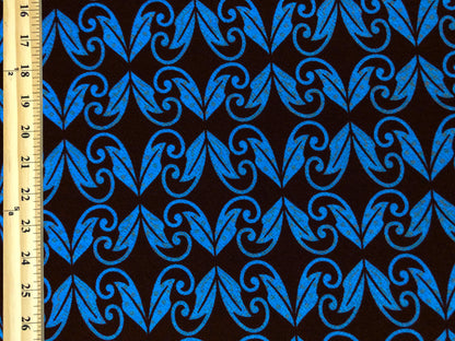Black Royal Blue Mirrored Arabics Liverpool Print Fabric