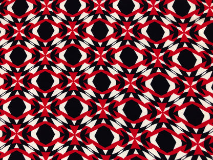 Ivory Black Red Mirrored Fractals Liverpool Print Fabric