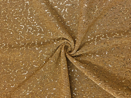 Metallic Gold Sequins Accordion Rib Fabric