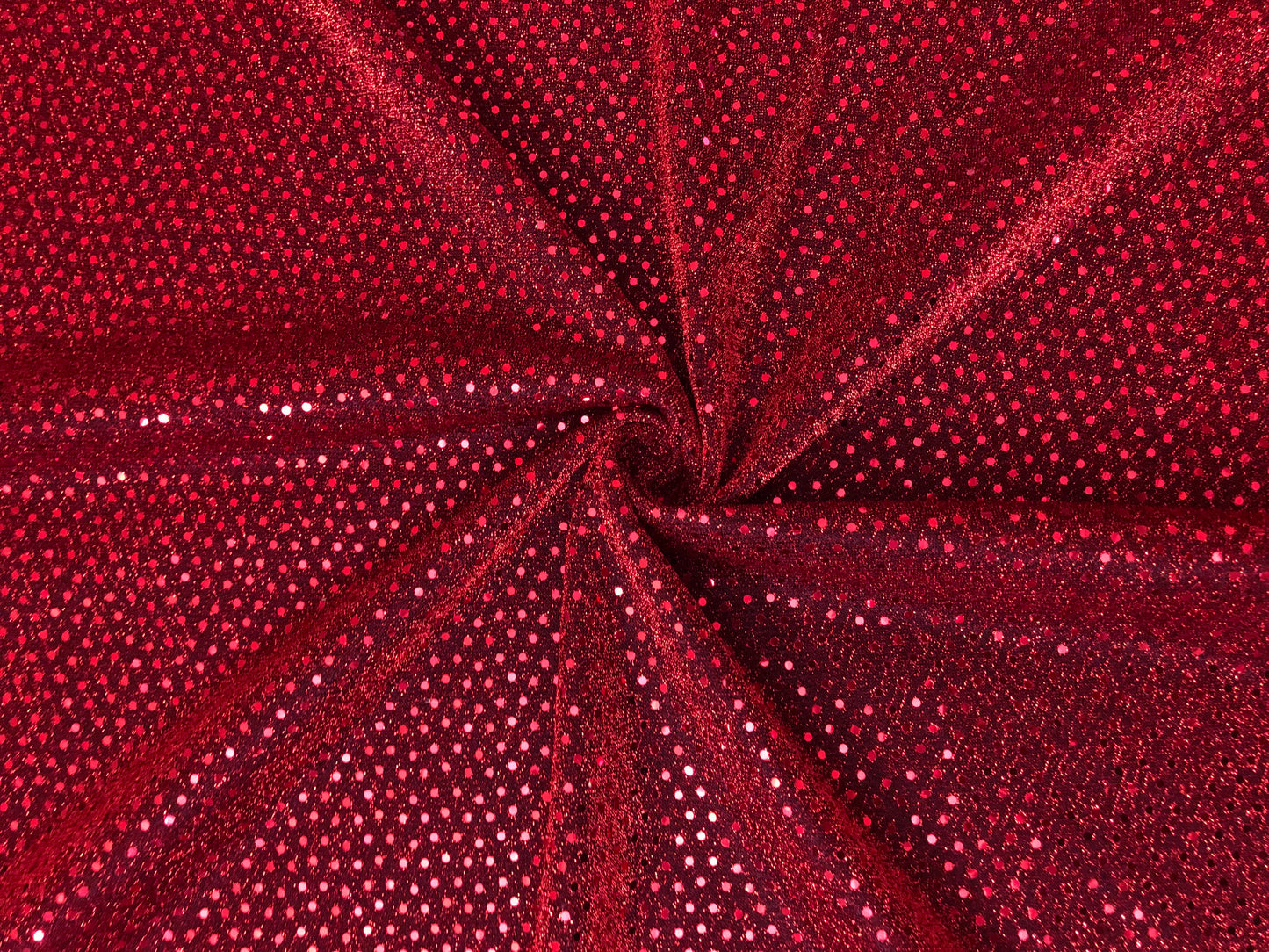 Metallic Red Sequins Shimmer Poly Spandex Fabric