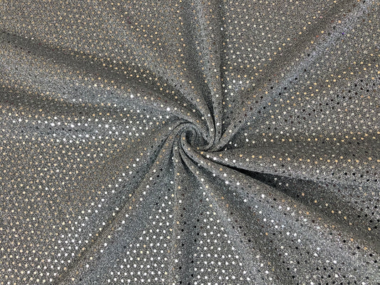 Metallic Silver Sequins Shimmer Poly Spandex Fabric